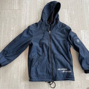 Guess Men's Dark Blue Hooded Windbreaker